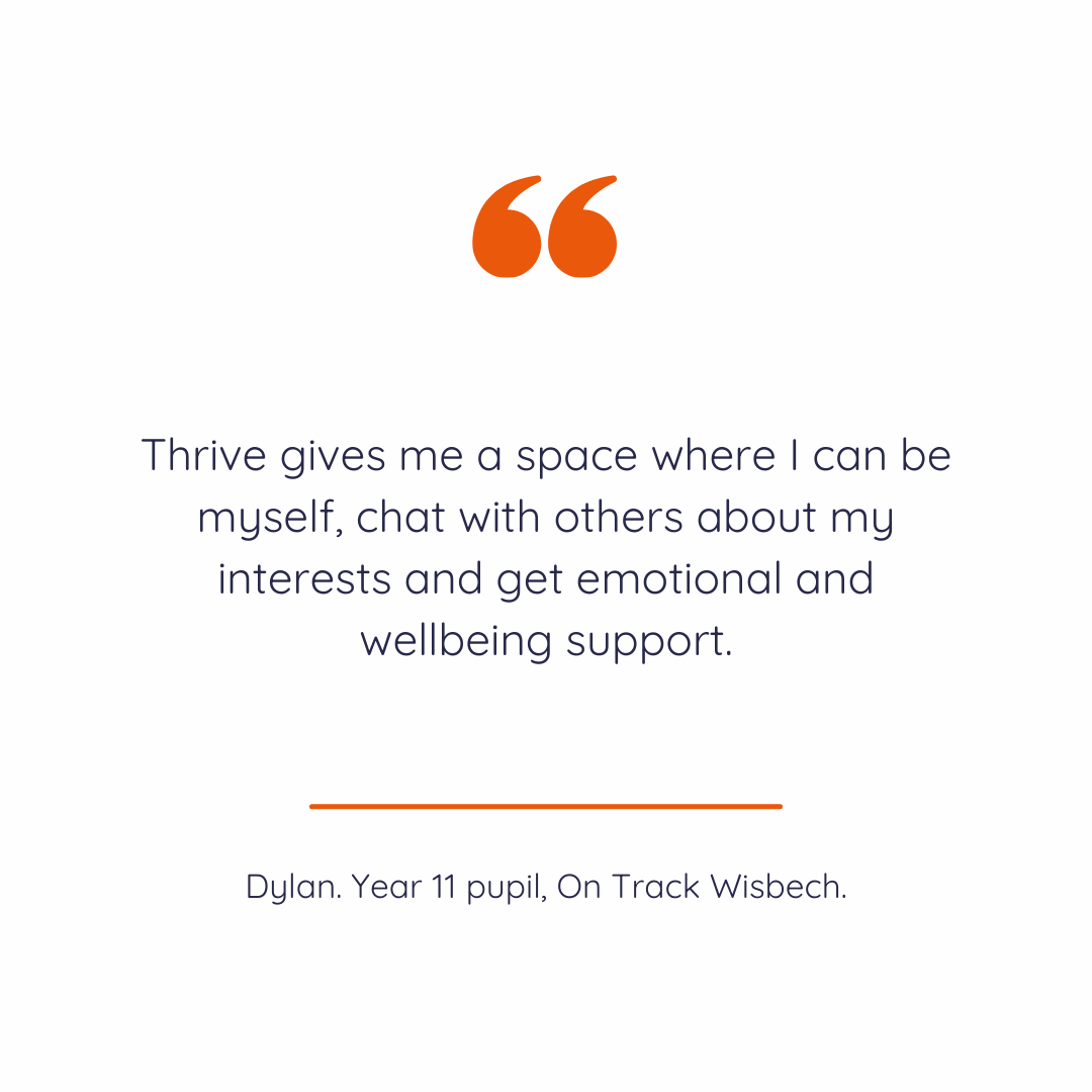 Quote from a pupil at On Track Wisbech about their Thrive support